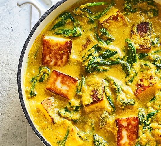 Paneer korma in a large pot