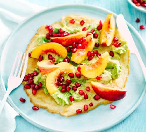 Nectarine and avocado crepe