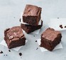 Three vegan chocolate brownie squares