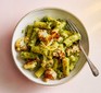 A serving of charred cauliflower pasta with pumpkin seed pesto