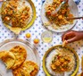 Family servings of creamy halloumi & tomato curry