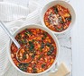 Two bowls of pasta e fagioli soup