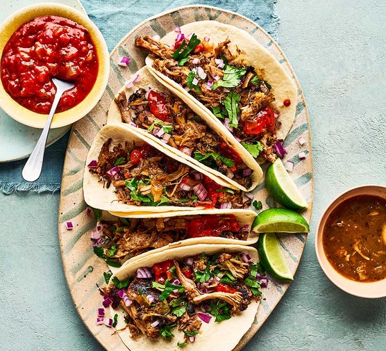 Pork carnitas served in tacos