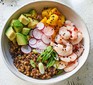 A prawn & grain poke bowl