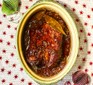 Slow cooker brisket with golden ale gravy & horseradish mash in a casserole pot