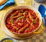 Veggie sausage casserole in a casserole dish